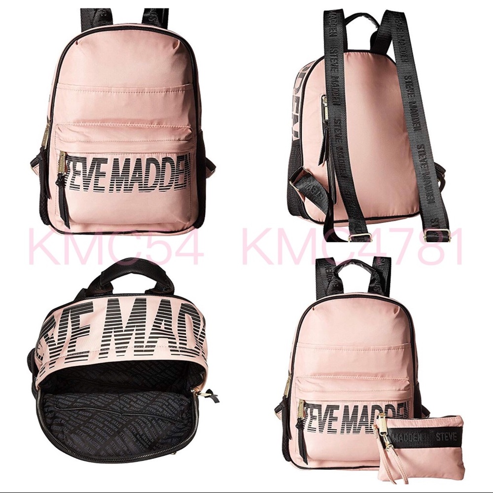 Steve Madden Blush Pink Black Backpack satin
